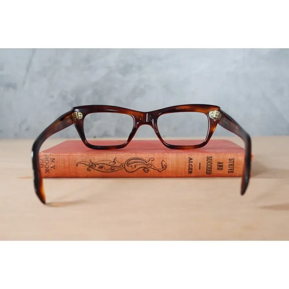 Vintage Cateye Eyeglasses 1960s Made In France ebony Rockabilly pin up Retro